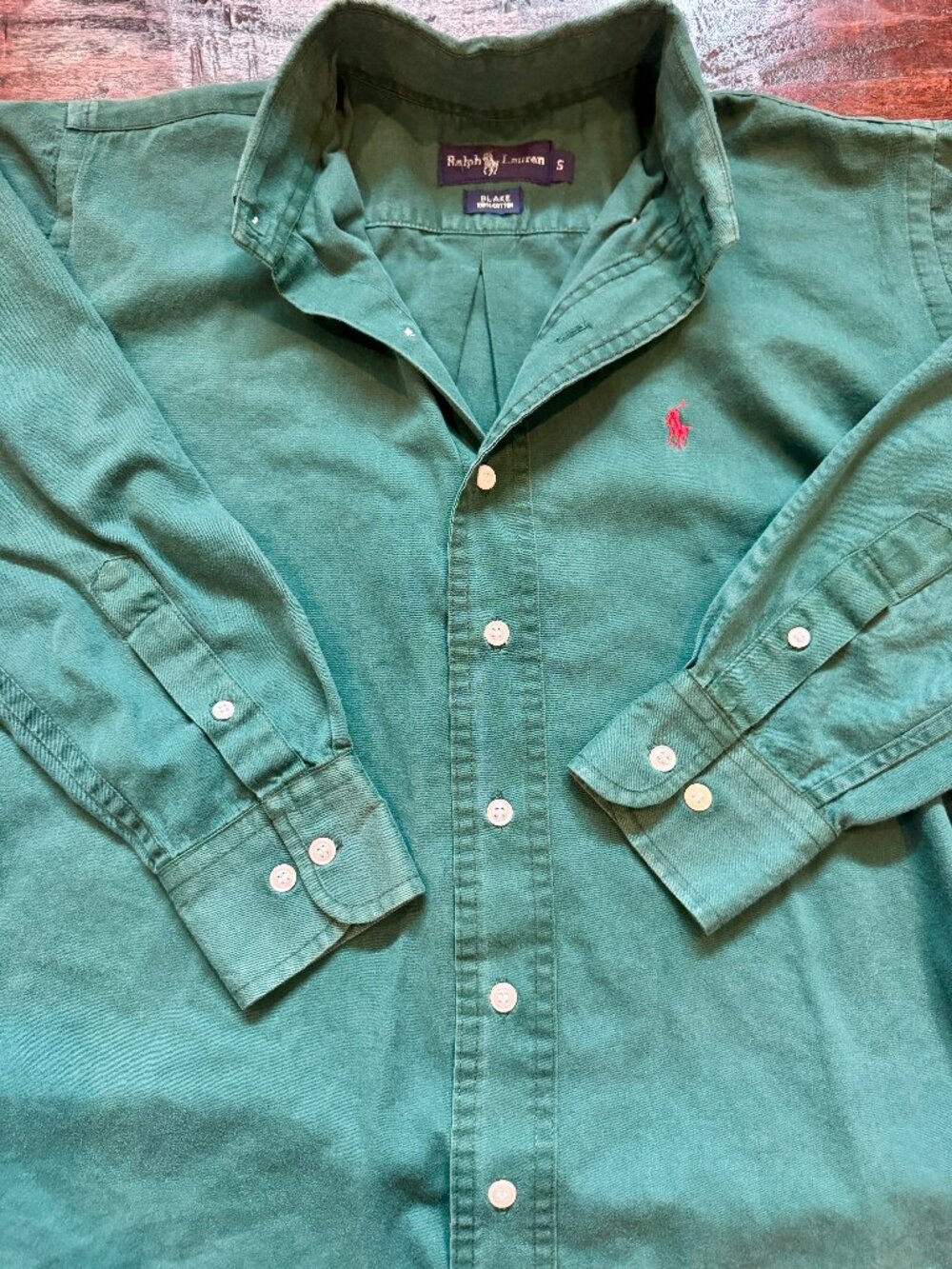 Vintage Polo Ralph Lauren Blake Shirt Small Green Red Pony Button Down EUC - Picture 2 of 11